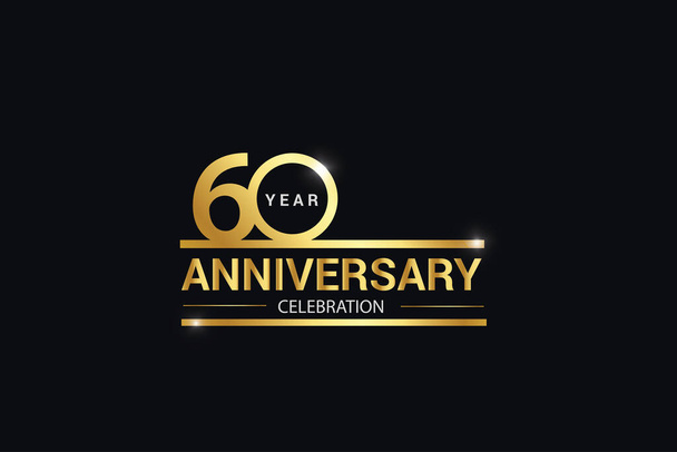 Logotyp oslav 60. výročí. jubilejní logo se zlatou a světle bílou barvou izolované na černém pozadí, vektorový design pro oslavu, pozvánku a přání k přivítání - vektor - Vektor, obrázek