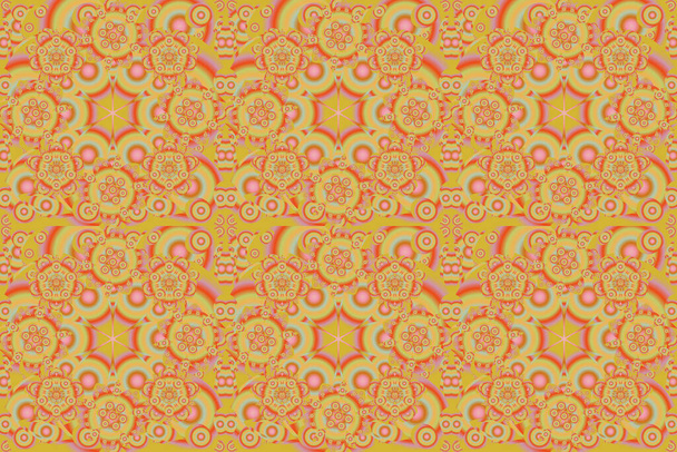 Raster cutout paper lace texture, pink, yellow and orange tulle, swirly seamless pattern. - Photo, Image