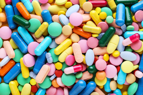 Background of colorful medicine pills - Foto, afbeelding