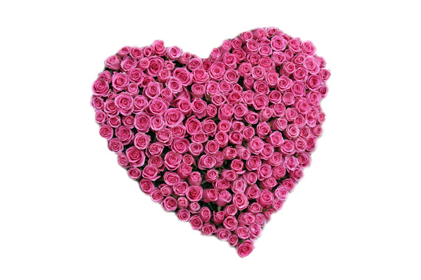 κόκκινα και ροζ τριαντάφυλλα σε σχήματα καρδιά για αγάπη και valenties ημέρα - Φωτογραφία, εικόνα