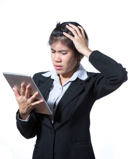 geschädigte Geschäftsfrau mit Kopfschmerzen, Migräne, Stress - Foto, Bild