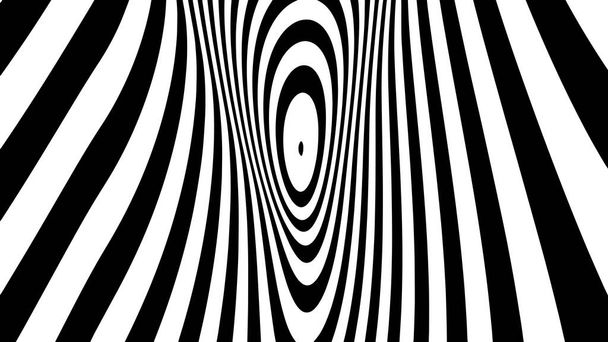 Onda abstrata de linhas curvas brancas e pretas. Alucinação. Ilusão óptica. Ilustração distorcida. Fundo futurista de linhas. Onda dinâmica. Ilustração vetorial
. - Vetor, Imagem