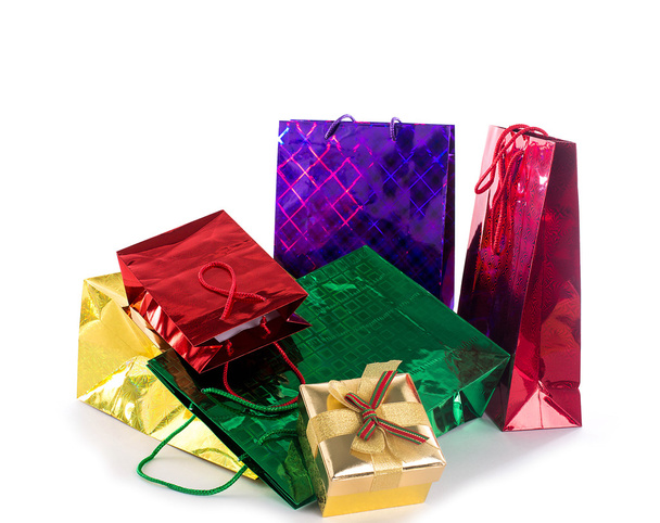 Holidays colorful gifts on a white background - Zdjęcie, obraz