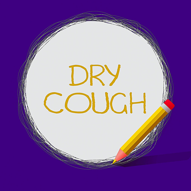 Word writing text Dry Cough. Business concept for cough that are not accompanied by phlegm production or mucus Freehand Scribbling of circular lines Using Pencil on White Solid Circle. - Photo, Image