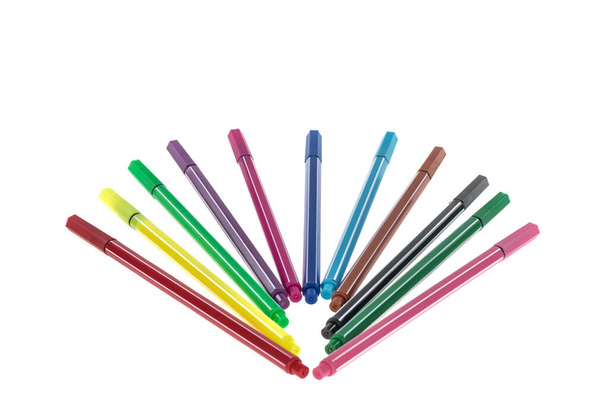 Kolorowe długopisy filcowe izolowane na białym tle - Zdjęcie, obraz