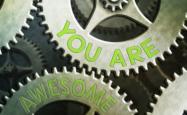 Пишу записку, показывающую You Are Awesome. Мотивация, признательность, восхищение и комплимент кому-то
. - Фото, изображение