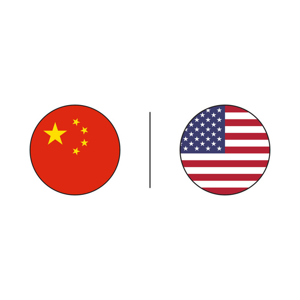 circle china flag vs usa flag design vector illustration - Vector, Image
