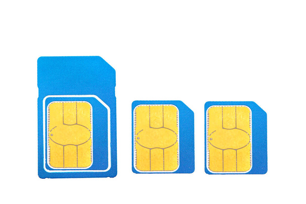 Mobile phone SIM cards isolated on a white background. - Foto, imagen