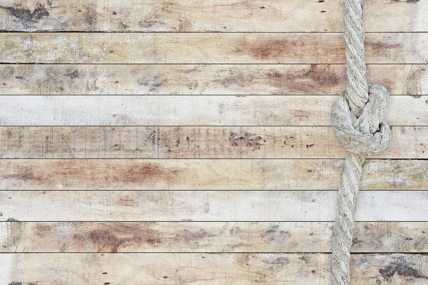 Detail dřevěných panelů s uzlovým lanem - Fotografie, Obrázek