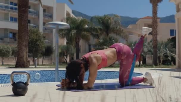sexy woman butt workout with elastic band - Felvétel, videó