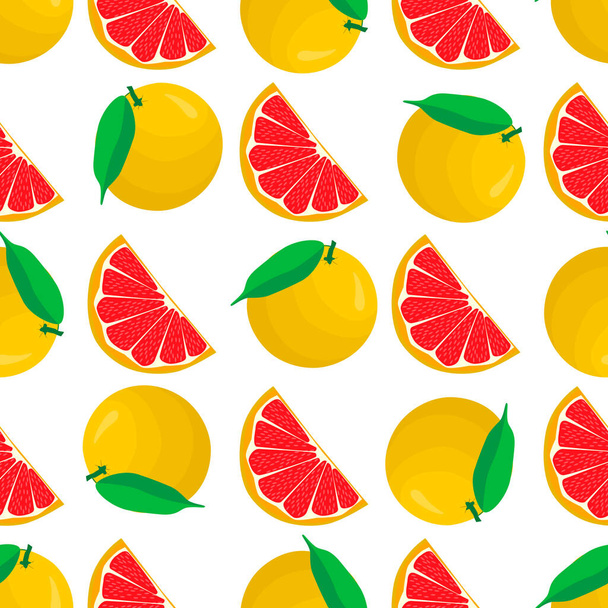 Εικονογράφηση για το θέμα μεγάλο χρώμα απρόσκοπτη γκρέιπφρουτ, φωτεινό μοτίβο φρούτων για σφραγίδα. Μοτίβο φρούτων που αποτελείται από όμορφη απρόσκοπτη επανάληψη γκρέιπφρουτ. Απλά φρούτα μοτίβο από απρόσκοπτη γκρέιπφρουτ. - Διάνυσμα, εικόνα