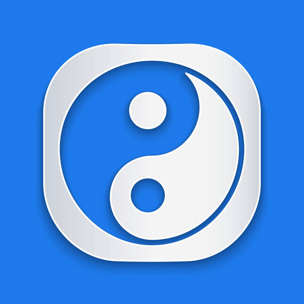 Papier découpé Yin Yang symbole d'harmonie et icône d'équilibre isolé sur fond bleu. Style art du papier. Illustration vectorielle. - Vecteur, image