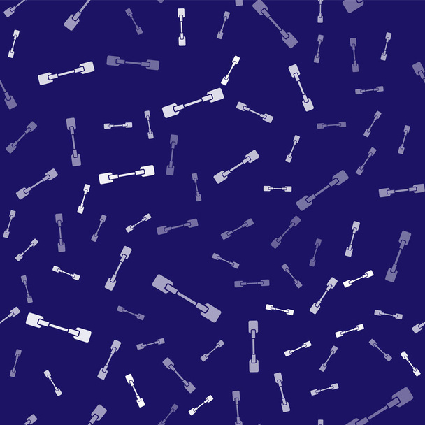 Біла піктограма сідла ізольована безшовним візерунком на синьому фоні. Весла на човні. Векторна ілюстрація
. - Вектор, зображення