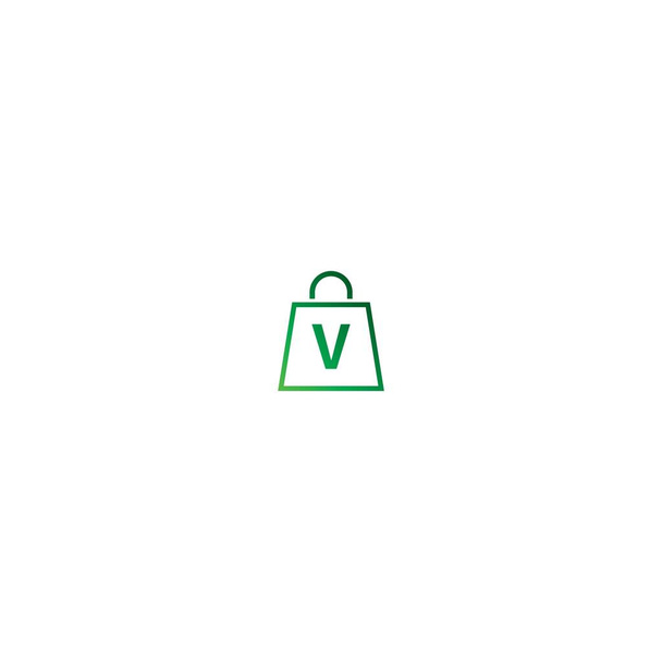 Letra V en la bolsa de compras. Logotipo abstracto de compras. Tienda online logo
 - Vector, imagen