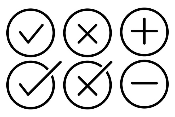 check line mark icon vector symbol. tick in the circle. ok correct wrong box. isolated illustration white background. quality checklist checkbox checkmark. - Vector, Image