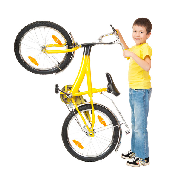 niño en bicicleta aislado
 - Foto, Imagen