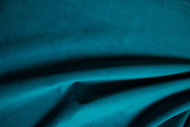 plain dark blue crumpled fabric as a background - Фото, зображення