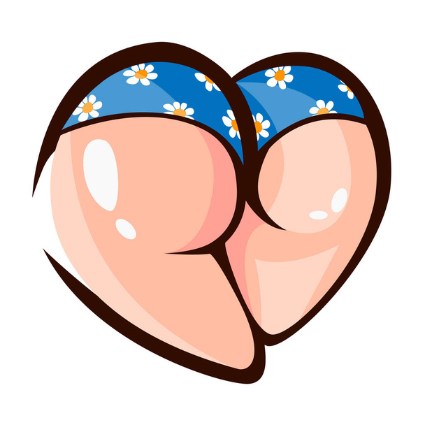 Close-up sexy naked woman booty ass in  cute lingerie. Vector Illustration. Sexy ass in  short shorts. Sexy back. Women's naked sports booty back view. Pumped up ass. Hot intimate sticker. - ベクター画像