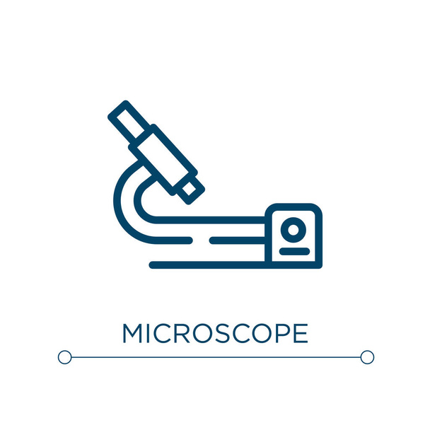 顕微鏡のアイコン。線形ベクトル図。概要顕微鏡アイコンベクター。Webやモバイルアプリ、ロゴ、印刷メディアで使用するための細い線のシンボル. - ベクター画像
