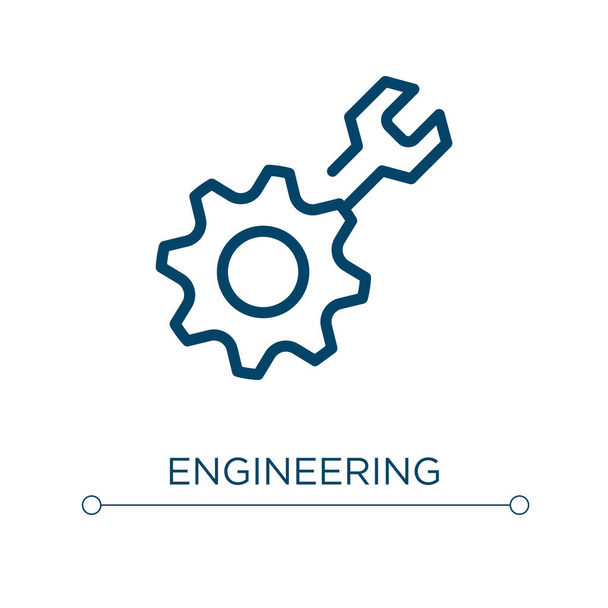エンジニアリングアイコン。線形ベクトル図。概要エンジニアリングアイコンベクトル。Webやモバイルアプリ、ロゴ、印刷メディアで使用するための細い線のシンボル. - ベクター画像