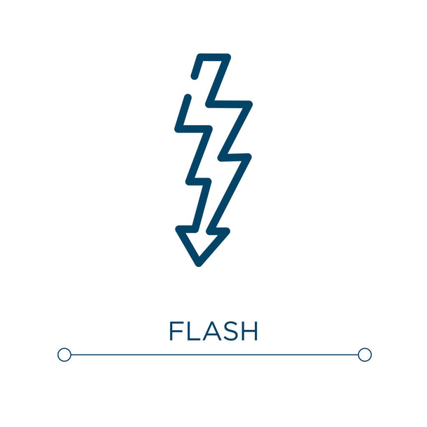 Icono de flash. Ilustración lineal de vectores. Esquema vector icono de flash. Símbolo de línea delgada para su uso en aplicaciones web y móviles, logotipo, medios impresos. - Vector, imagen