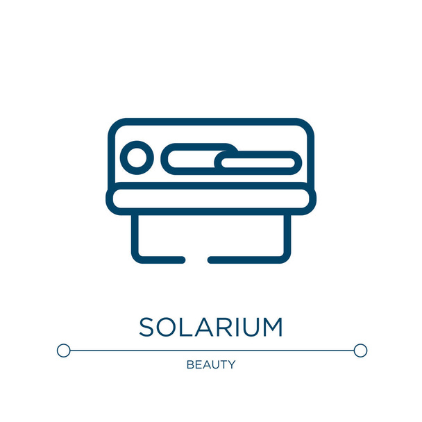 Solarium-ikoni. Lineaarinen vektori kuvitus kaunis kokoelma. Solarium-kuvakevektori. Ohut viiva symboli käytettäväksi web ja mobiilisovellukset, logo, tulostusvälineet. - Vektori, kuva