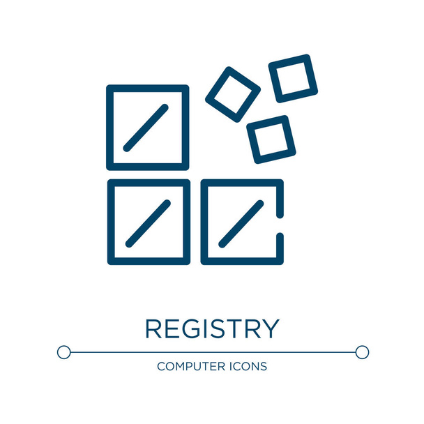 Registry icon. Linear vector illustration from computer and media collection. Outline registry icon vector. Thin line symbol for use on web and mobile apps, logo, print media. - Vector, Image