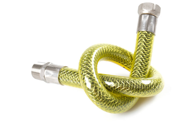 Reinforced hose natural gas connection. Flexible connection hoses - Photo, Image