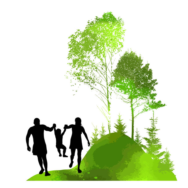 illustration with family silhouettes - Vector, Image