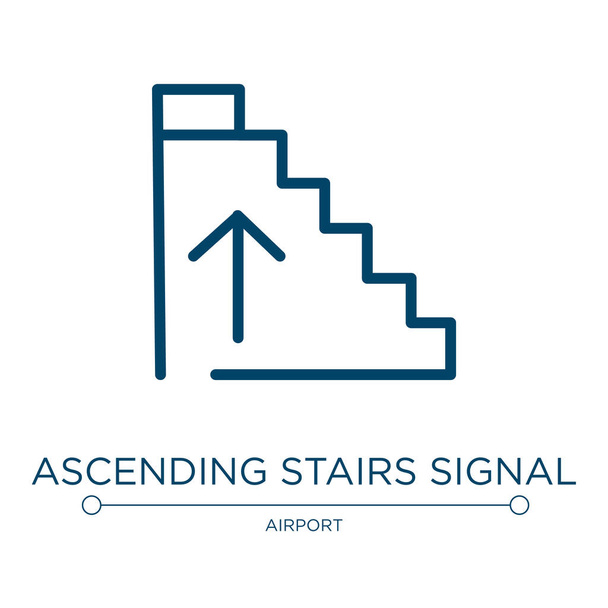 Yükselen merdiven sinyal simgesi. Sinyallerden doğrusal vektör illüstrasyonu koleksiyonu. Ana hat yükselen merdiven sinyali ikon vektörü. Web ve mobil uygulamalarda kullanmak için ince çizgi sembolü, logo, yazdırma ortamı. - Vektör, Görsel