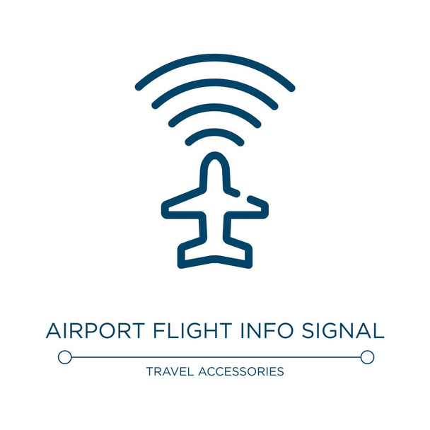 Πληροφορίες πτήσης αεροδρομίου εικονίδιο σήματος. Γραμμική διανυσματική απεικόνιση από τη συλλογή αεροδρομίου. Περίγραμμα πληροφοριών πτήσης αεροδρομίου διάνυσμα εικονίδιο σήματος. Λεπτή γραμμή σύμβολο για χρήση σε εφαρμογές web και mobile, λογότυπο, έντυπα μέσα. - Διάνυσμα, εικόνα