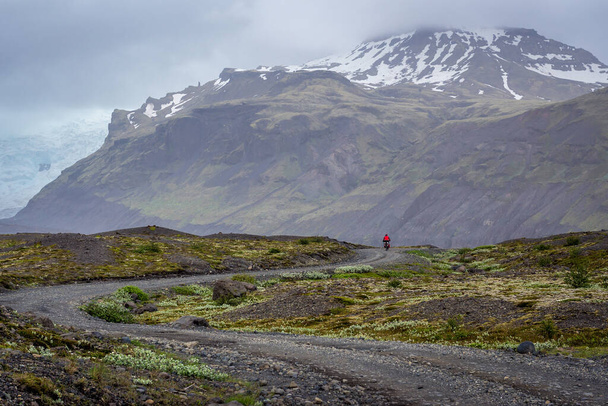 Gravel road to the tongue of Svinafell glacier in Iceland - Photo, Image