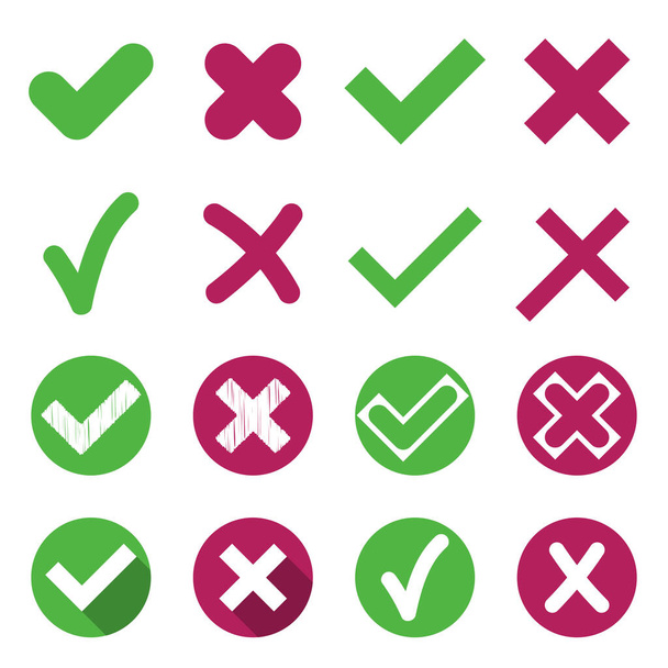 Yes no buttons. Check mark icons. Vector illustration - Διάνυσμα, εικόνα