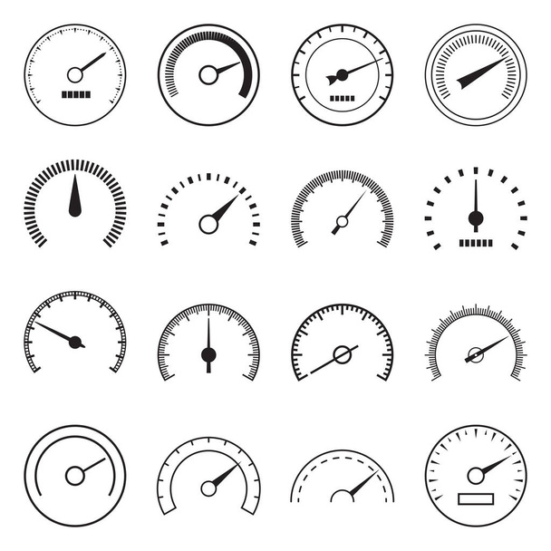Set of speedometers icons. Vector illustration - Vector, Imagen