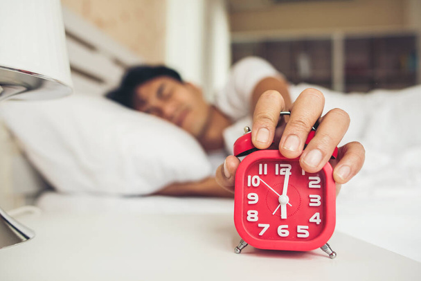 Lazy Man waking up in his bedroom - Foto, Imagem