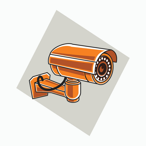 orange CCTV icon - tube shaped CCTV - colored icon, symbol, cartoon logo for security system - Vector, Image