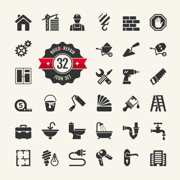 Web icon set - building, construction and home repair tools - Vector, Image