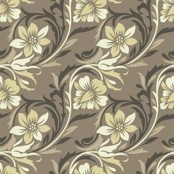 Seamless Asian textile floral pattern design - Vector, Image
