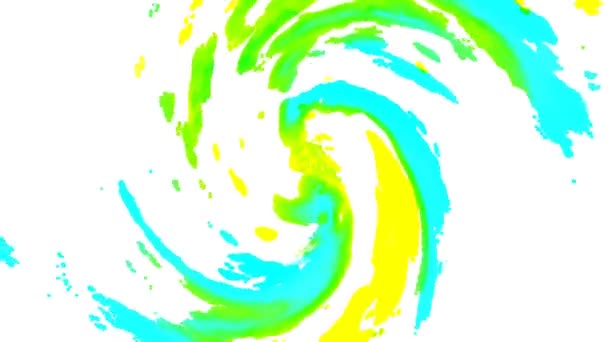Niebiesko-zielono-żółta obrotowa spirala na białym tle to świetny klip wideo. Ten klip wideo 1920x1080 (HD) może być wykorzystywany jako tło w każdym projekcie. Ten materiał będzie wyglądał świetnie w następnej edycji, projekcie lub filmie. - Materiał filmowy, wideo