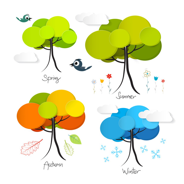 Four Seasons Vector Illustration - Vector, Image