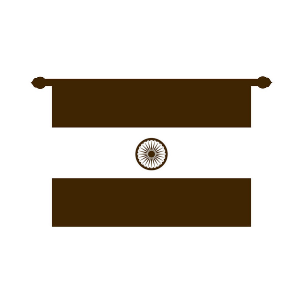 dia feliz independência Índia, bandeira tradicional pingente ícone de estilo silhueta
 - Vetor, Imagem
