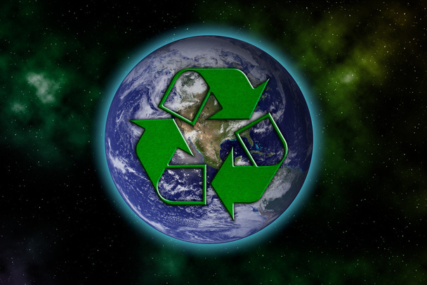 Recycle logo with earth - Photo, Image