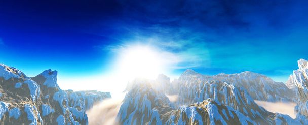 Illustration de montagne d'hiver - Illusion 3D - Photo, image