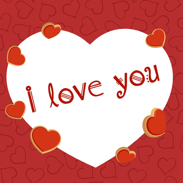 Red card with hearts Valentine's Day - Vector, imagen