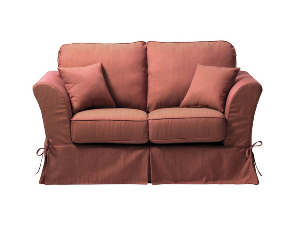 Contemporary maroon sofa isolated on white background - Photo, Image