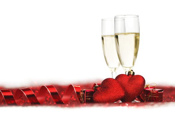 Champagne and valentines day decoration - Foto, imagen