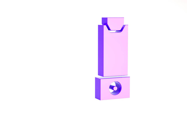 Purple Inhaler pictogram geïsoleerd op witte achtergrond. Adem voor hoestverlichting, inhalatie, allergische patiënt. Minimalisme concept. 3d illustratie 3D renderen - Foto, afbeelding