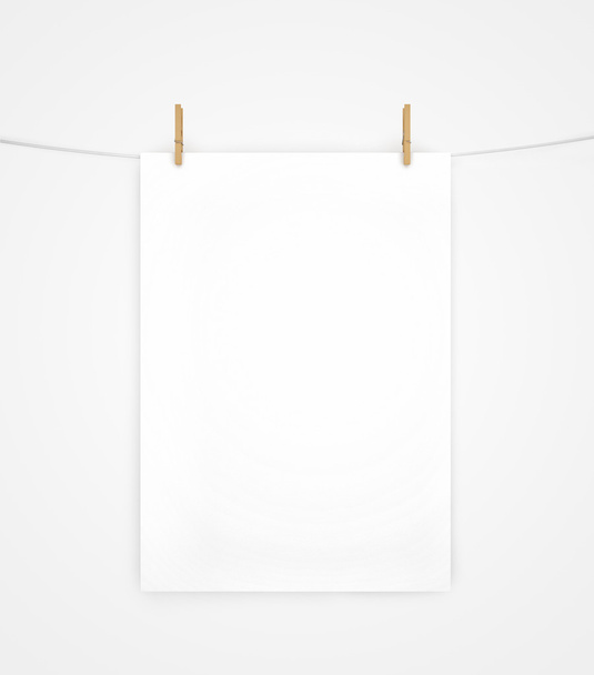 clothespins beyaz poster - Fotoğraf, Görsel