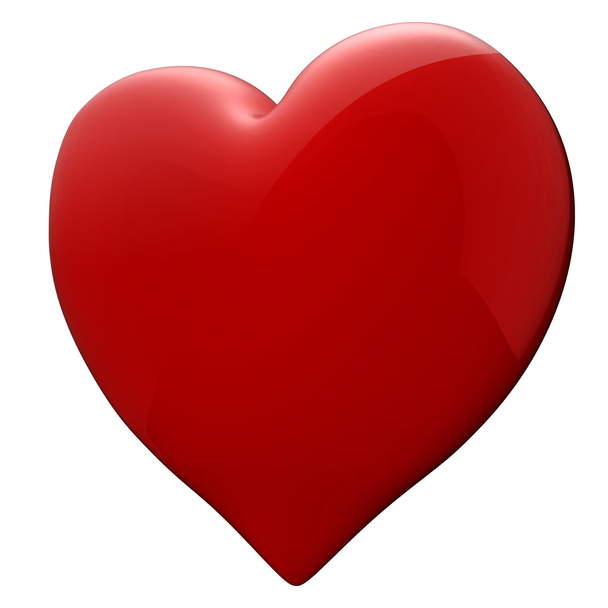 3d red heart on white background - Φωτογραφία, εικόνα