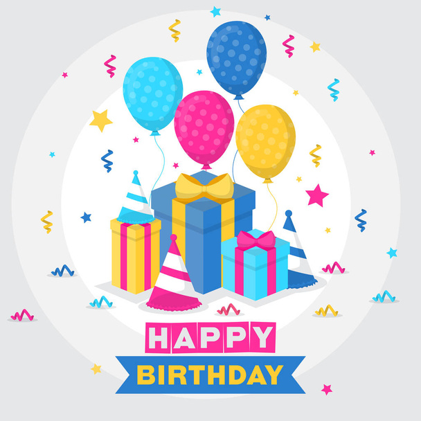 Поздравительная открытка в честь дня рождения воздушного шара
 - Вектор,изображение